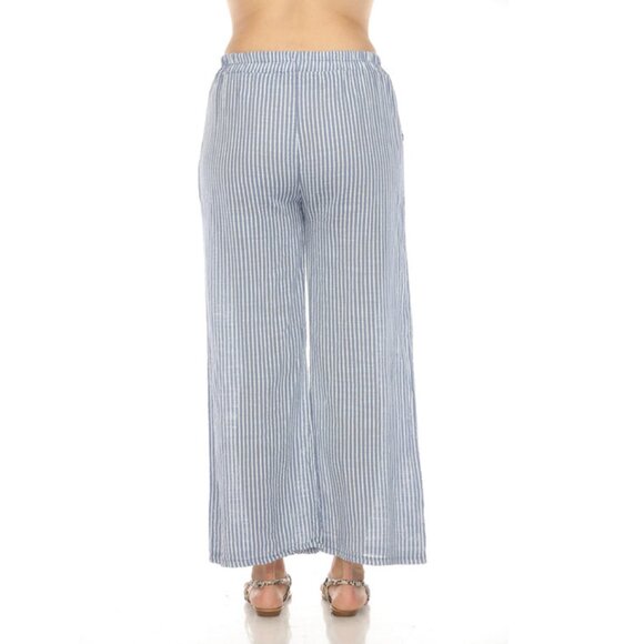Sky Blue Striped Drawstring Pant With Pockets - Picture 4 of 4